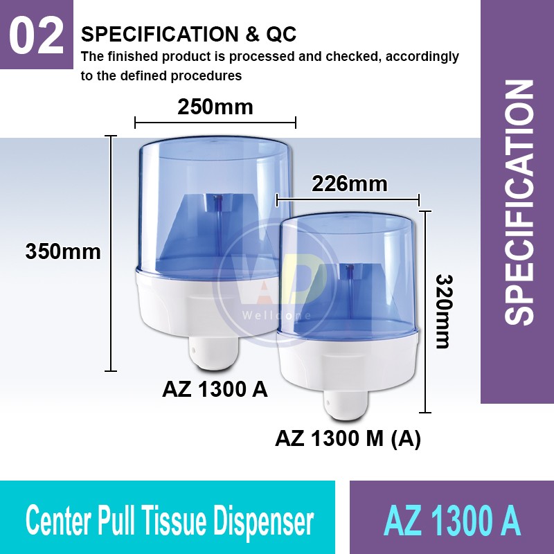 AZ 1300 A Center Pull Tissue Dispenser | Washroom Dispenser MY | Welldone