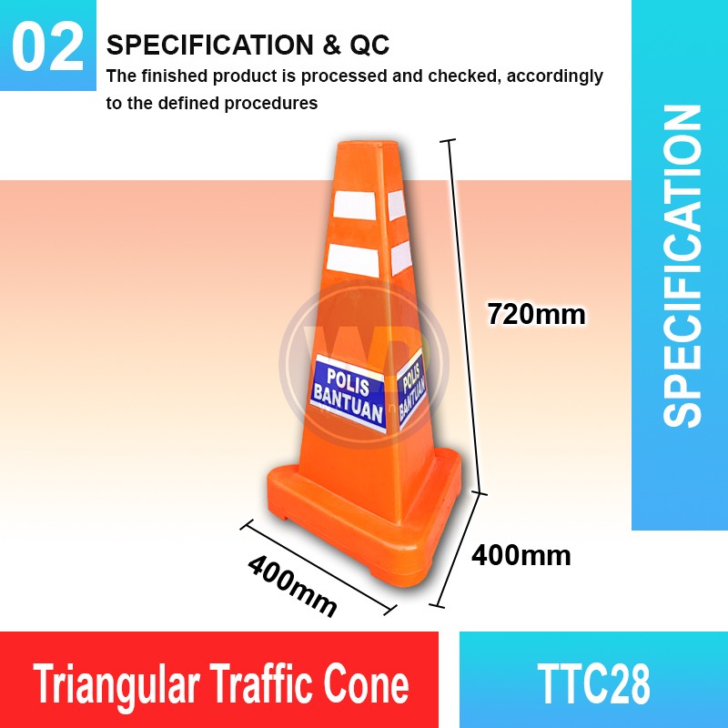 TTC28 Triangular Traffic Cone | Quality Safety Cone MY | Welldone