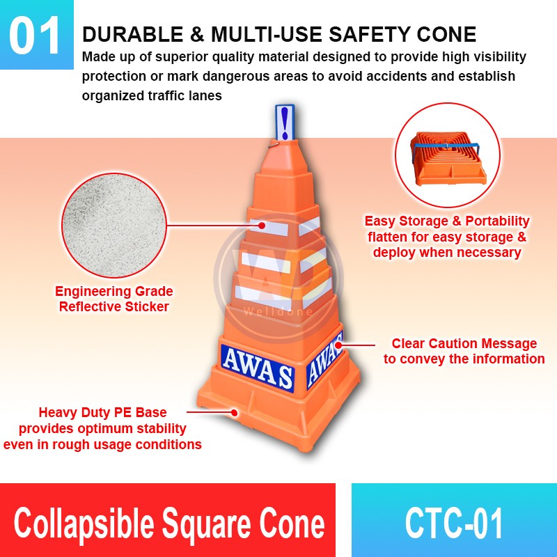 CTC-01 Collapsible Traffic Cone | Quality Safety Cone MY | Welldone