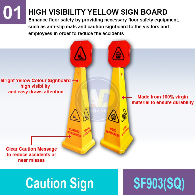 SF903(SQ) Caution Sign | Quality Floor Safety Equipment MY | Welldone