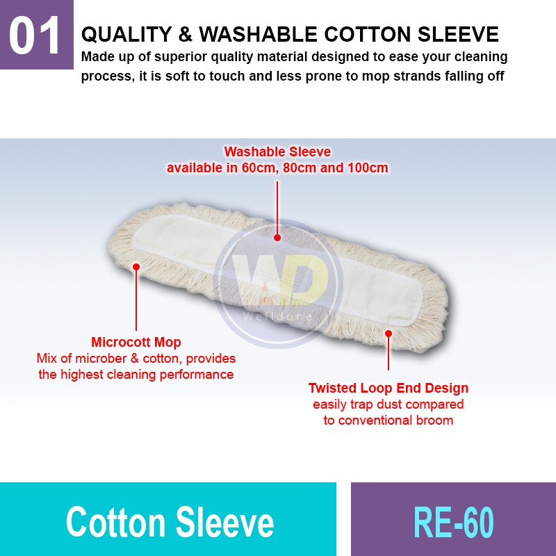 RM-60 Cotton Sleeve | Dust Mop | Quality Washroom Accessories MY | Welldone