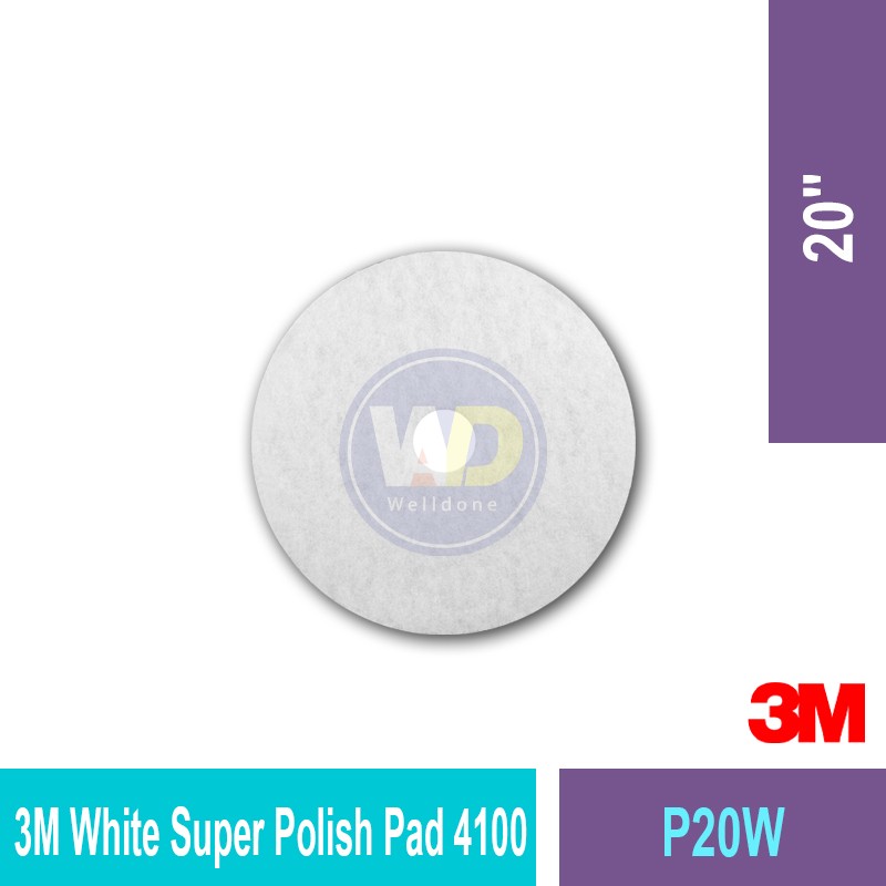P16W 3M™ White Super Polish Pad 4100 | Quality Floor Pad MY | Welldone