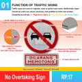 RP.17 No Overtaking Sign | Quality JKR Signboard Malaysia | Welldone