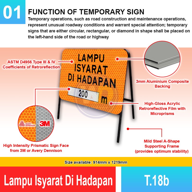 T.18b Lampu Isyarat Di Hadapan Sign | JKR Signboard MY | Welldone