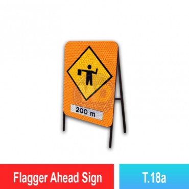 Flagger Ahead Sign