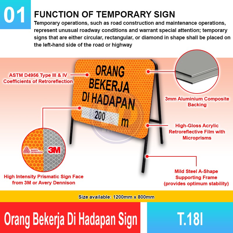 T.18l Orange Bekerja Di Hadapan | Quality Road Sign MY | Welldone