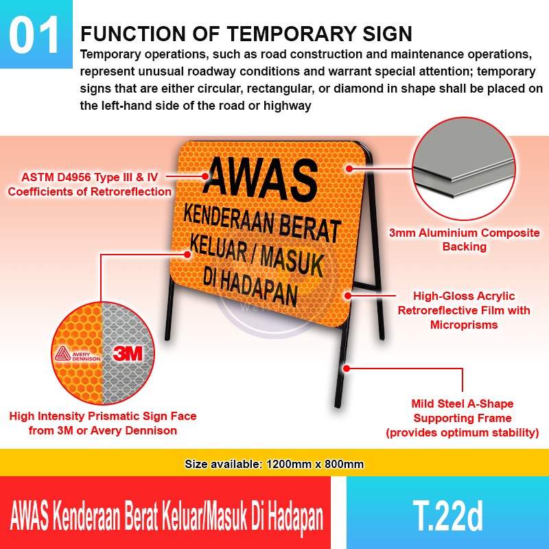 T.22d Awas Kenderaan Berat Keluar / Masuk Di Hadapan Sign - Welldone