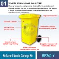 BP240-Y Biohazard Mobile Garbage Bin | Quality Wheelie Bin MY | Welldone