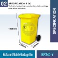 BP240-Y Biohazard Mobile Garbage Bin | Quality Wheelie Bin MY | Welldone