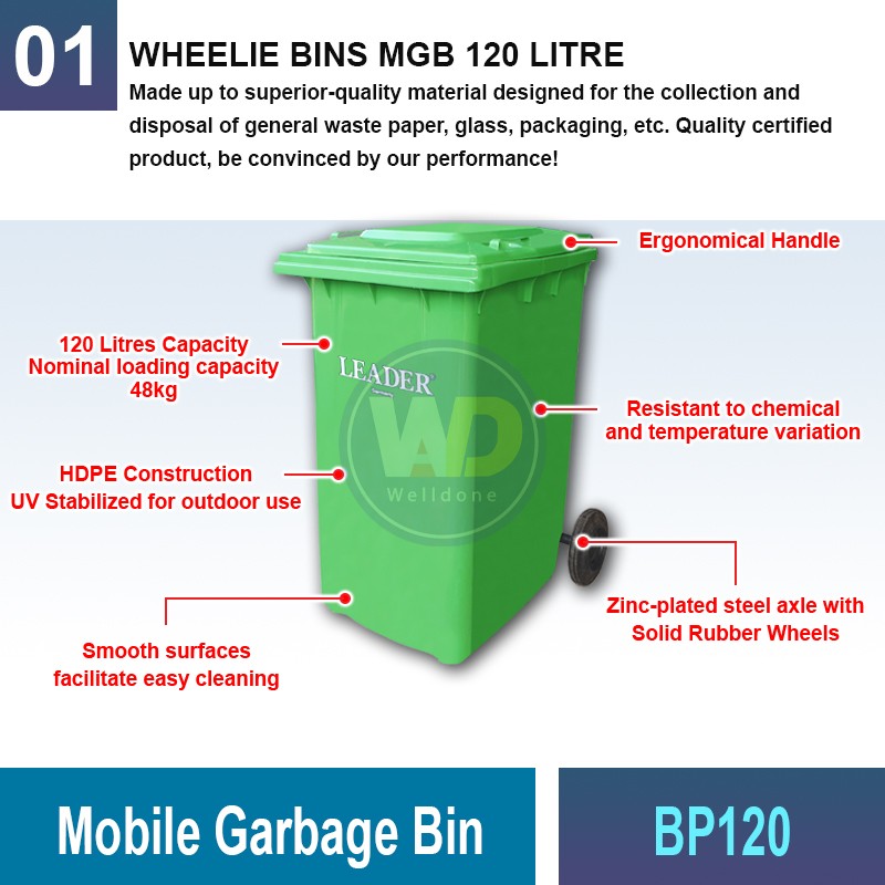 BP120 Mobile Garbage Bin w SIRIM | Quality Wheelie Bin MY | Welldone