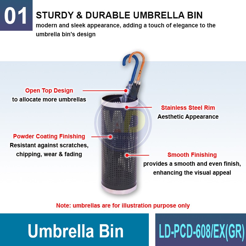 LD-DUS-607/SS Umbrella Bin | Quality Umbrella Stand MY | Welldone