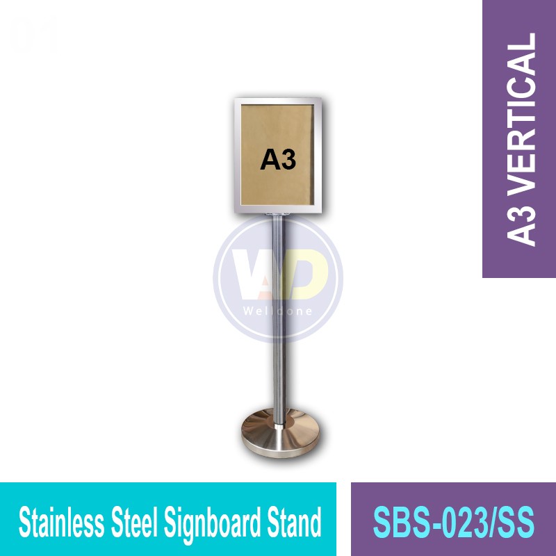 SBS-022/SS Stainless Steel Signboard Stand | Quality Q-Stand MY | Welldone
