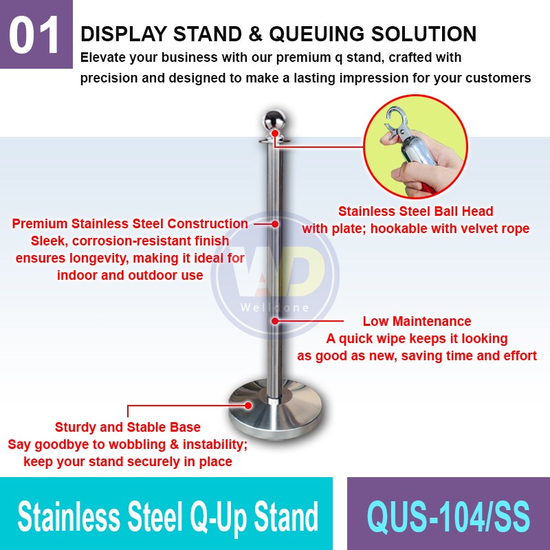QUS-104/SS Stainless Steel Q-Up Stand | Quality Q-Stand MY | Welldone