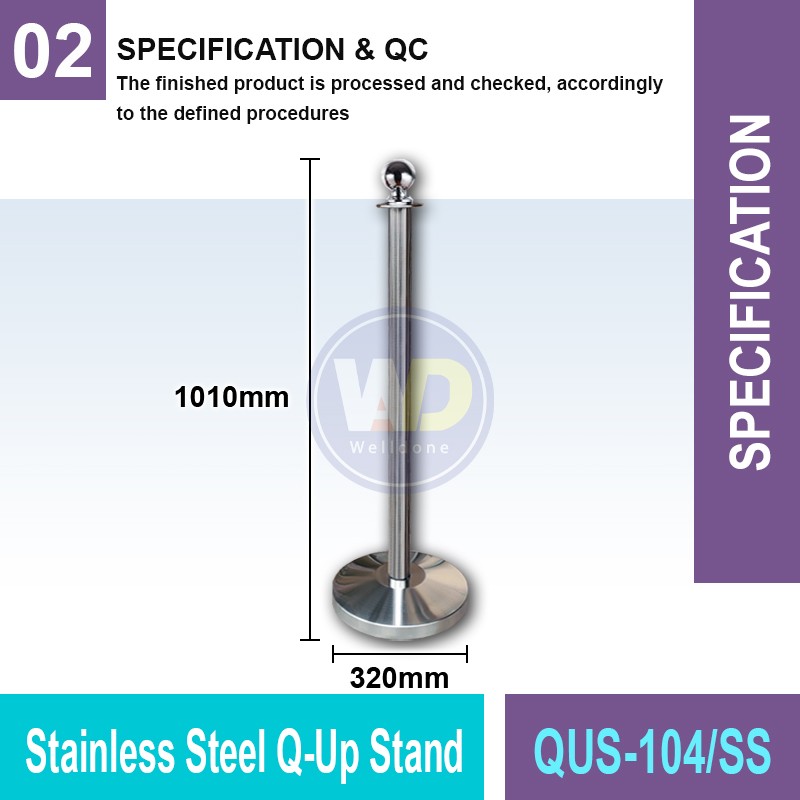 QUS-104/SS Stainless Steel Q-Up Stand | Quality Q-Stand MY | Welldone
