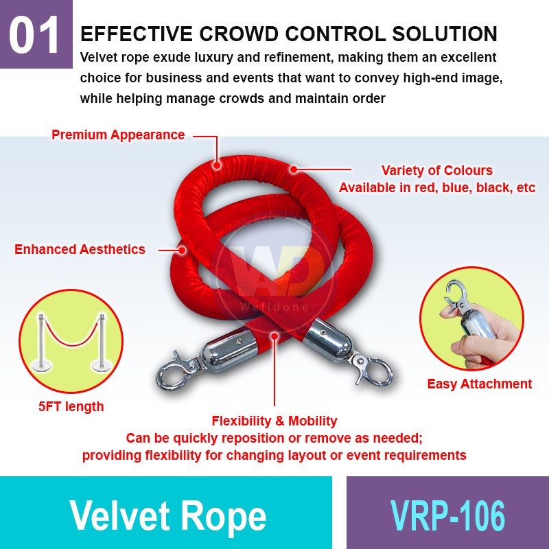 VRP-106 Velvet Rope | Quality Rope For Q-Up Stand MY | Welldone