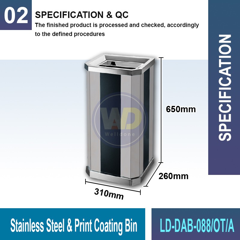 LD-DAB-088/OT/A Stainless Steel & Print Coating Bin | Quality Waste Bins MY | Welldone