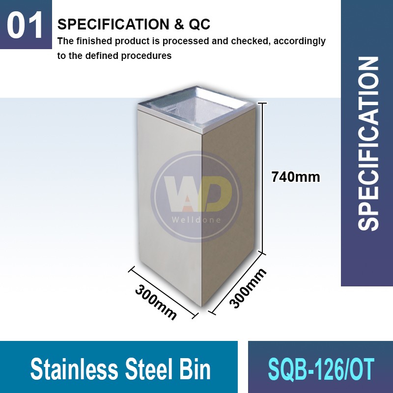 SQB-126/OT Stainless Steel Bin | Quality Waste Bins MY | Welldone