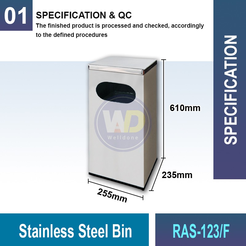 RAS-123/F Stainless Steel Bin | Quality Waste Bins MY | Welldone