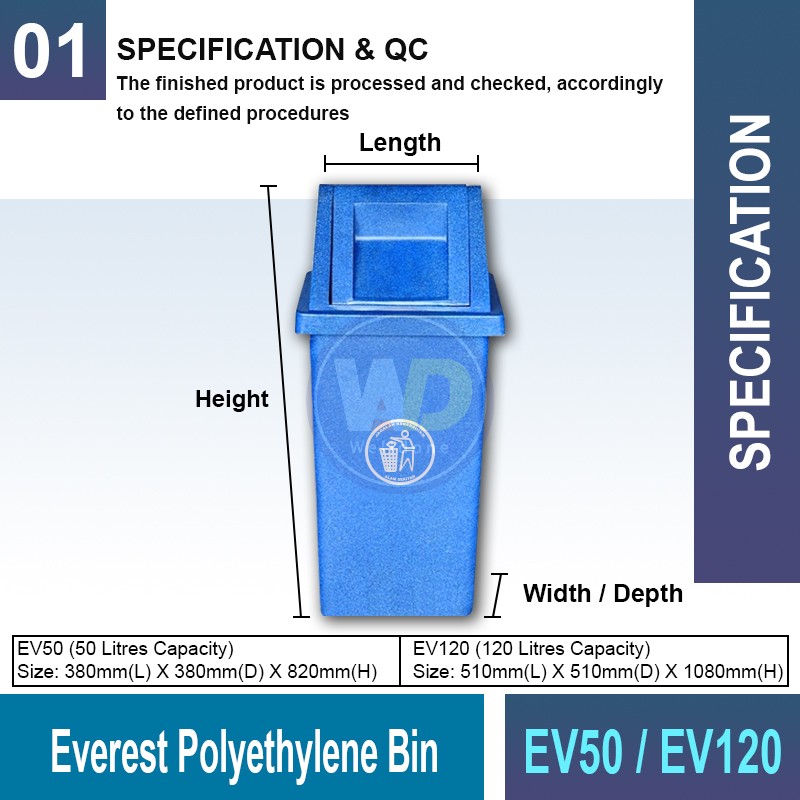 EV50/120 Everest Polyethylene Bin | Quality Waste Bin MY | Welldone