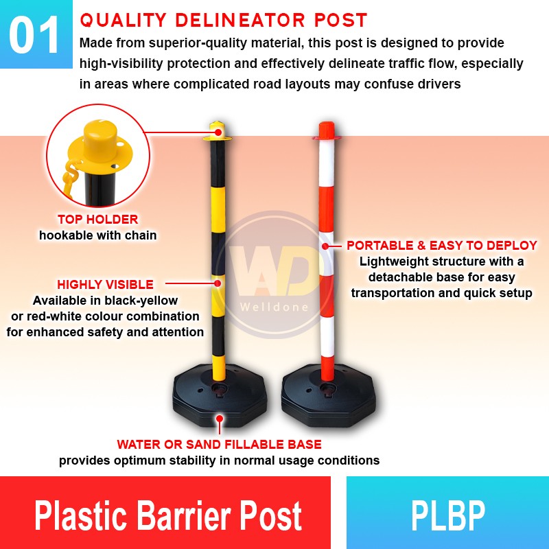PLBP-Y/B Plastic Barrier Post | Quality Safety Bollard Malaysia | Welldone