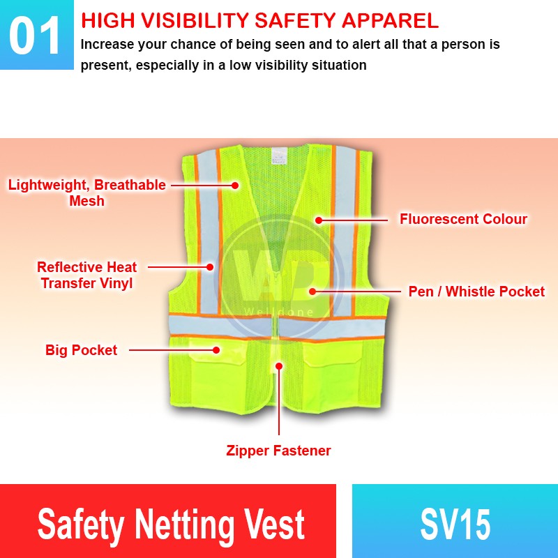 SV15 Safety Netting Vest | Comfortable, Breathable, and Reflective Des